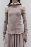 marc le bihan off shoulder turtleneck top 26952 E23 ROSE ANCIEN